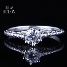 HELON Moissanites Ring Real 10K White Gold 0.5ct Round VVS/ F-G Lab Grown Moissanites Diamond Engagement Ring Women Wedding Ring 2024 - buy cheap