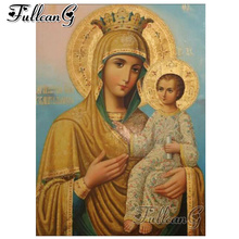 FULLCANG 5d diy diamond embroidery golden religious saint icon full square/round diamond painting crystal mazayka decor FC1741 2024 - buy cheap