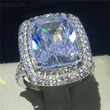 Vecalon princesa anel de promessa 925 prata esterlina 6ct aaaaa cz noivado casamento banda anéis para mulher nupcial dedo jóias 2024 - compre barato