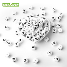 Keep & grow 500 pçs/lote alfabeto carta contas 12mm contas de silicone para fazer jóias bebê mordedor nome diy 26 letras dentição contas 2024 - compre barato