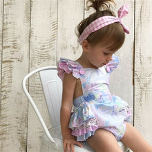 Floral Newborn Baby Ruffle Casual Bodysuit Strap Bow Jumpsuit Pocket Outfits Set Sunsuit Infant Girl Clothes 2024 - compre barato