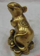 Chinos del zodiaco Vintage Pure Bronze rata ratón dinero monedas maní estatua 2024 - compra barato