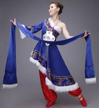 blue Tibetan national dance costumes for women chinese national costumes for women classic dancer costumes dance clothes 2024 - buy cheap