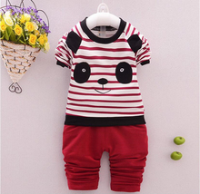 New Baby Boys Clothing Sets Kids Cotton Character Panda Pattern Full Shirt + Pants Suit Children Casual Clothes 2024 - buy cheap