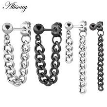 Alisouy 1pc Korean Men Women Punk Earring Titanium chain eardrop pendant ear jewelry simple Stainless Steel Personality Earring 2024 - buy cheap