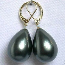 Pendiente de perla de concha de TAHITIAN negro, gancho de palanca, venta al por mayor, 1 par 2024 - compra barato