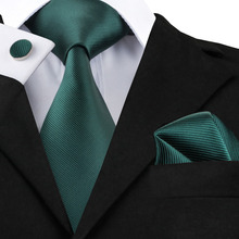 2016 Hot Solid Tie for Men Seagreen Silk Tie Hanky Cufflinks Set 100% Jacquard Woven High Quality Neckties C-830 2024 - buy cheap