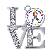 Accept Love Support Educate Advocate Puzzle Piece Autism Awareness Ribbon Charm Pendant 2024 - buy cheap