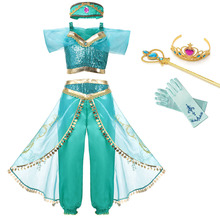 Girls Princess Dress Jasmin Aladdin's lamp Costume Kids Sequins Cosplay Clothes Children Carnival Halloween Party Fancy Dress 2024 - buy cheap