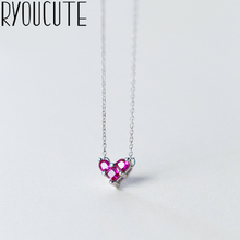 RYOUCUTE 100% Real Pure Silver Color  Jewelry Boho Long Chain Zirconia Heart Choker Necklaces For Women Gifts Kolye Collar 2024 - buy cheap