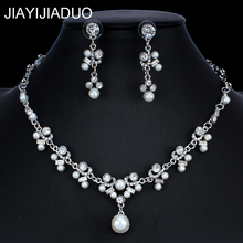 Jiayijiaduo-Conjunto de joyería africana para mujer, joyería de boda, collar de cristal de perlas de imitación, pendientes, conjunto de regalo para niña NE + EA 2024 - compra barato