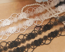 Black/Off-white Water-soulble Milk Silk Embroidered Lace Trim Necklace Decoration DIY Handmade Accessories Width 2.5cm 5Yds/lot 2024 - buy cheap