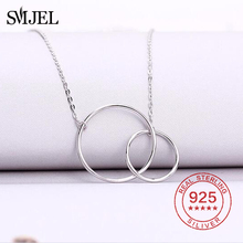 SMJEL-collar con doble círculo entrelazado para mujer, de Plata de Ley 925, con doble círculo de, collar de boda llamativo 2024 - compra barato