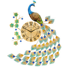 Luxury Villas Peacock Wall Clock Home Decor Living Room/Bedroom Mute Wall Watch Modern Design Digital Clock Wall Metal Clocks 2024 - buy cheap