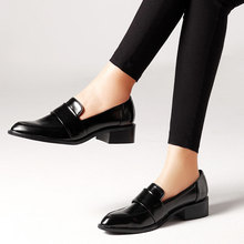 Zapatos de tacón bajo para mujer, calzado de cuero auténtico de alta calidad, punta estrecha, sin cordones, de talla grande 2024 - compra barato