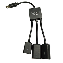 Cable tipo C, 20cm 3 en 1 USB C tipo C OTG Host a Micro USB + 2x Cable USB 2,0 hembra Cable concentrador adaptador conector Splitter negro 2024 - compra barato