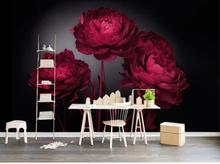 3D Rosa moderna de la Flor de Papel Mural arte romántico pared murales de calcomanías para Sala de bodas dormitorio HD impreso pared Floral rollo de papel 2024 - compra barato