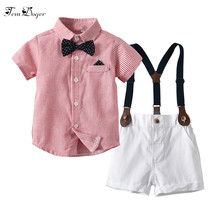 Tem Doger Baby Clothing Sets Infant Newborn Baby Boys Clothes Shorts Sleeve Tops+Overalls 2PCS Outfits Bebes Boy Summer Clothing 2024 - buy cheap