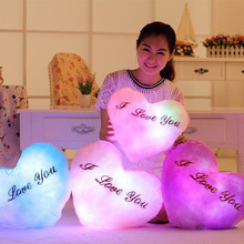 1pcst Plush Heart Pillow Color Change Luminous Pillow  Flashing LED Light Toy Glowing In The Dark Kids Toys  Gift for Children 2024 - buy cheap