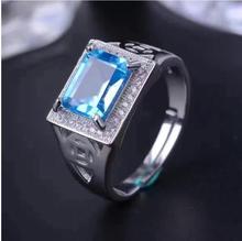 Natural blue topaz ring Free shipping Natural real blue topaz 925 sterling silver  Fine jewelry  7*9mm Gem 2024 - buy cheap