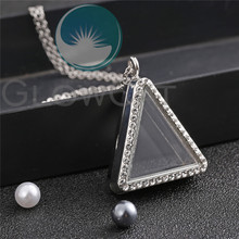 Medallón de cristal triangular para collar, cuentas de perlas, foto de memoria, colgante de diamantes de imitación 2024 - compra barato