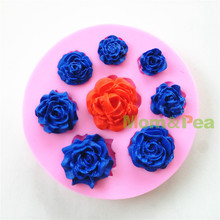 Mom&Pea 0599 Free Shipping Roses Shaped Silicone Mold Cake Decoration Fondant Cake 3D Mold 2024 - buy cheap