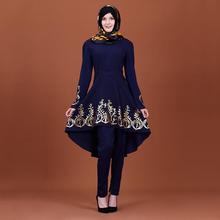 Fashion Hot stamping muslim tops female dubai mall fashion isamic Asymmetry longer muslim tops was thin slim dress wq2108 2024 - buy cheap