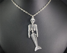 Collar con colgante de aleación de Metal para mujer, joyería hecha a mano con esqueleto de sirena, estilo Steampunk, E638, 1 unidad 2024 - compra barato