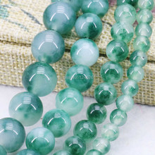 4 6 8 10 12mm accesorios verde melocotón flor Calcedonia cuentas sueltas DIY piedras para hacer joyas regalos de diseño de las mujeres regalos 15 pulgadas 2024 - compra barato