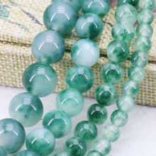 4 6 8 10 12mm Accessories Green Peach Blossom Chalcedony Loose Beads DIY Stone Jewelry Making Design Gifts Women Gifts 15inch 2024 - buy cheap