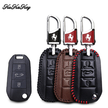 KUKAKEY Genuine Leather Car Key Case Flip Remote Protect Cover For Citroen C4 CACTUS C5 C3 C4L Peugeot 508 301 2008 3008 408 2024 - buy cheap