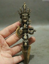 YM  318   Buddhism Bronze Vajvakilaka Mahakala Sword Faqi Buddha Talisman Statue 2024 - buy cheap
