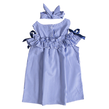 Детская одежда для маленьких девочек, Полосатое мини-платье трапециевидной формы с открытыми плечами для 1-6 лет 2024 - купить недорого