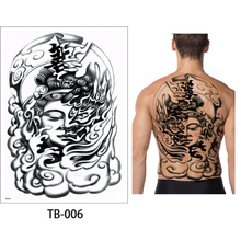 2018 new large tattoo stickers Chinese Buddha kind evil designs waterproof temporary flash tattoos full back chest body for men 2024 - buy cheap