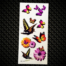НОВЫЕ одноразовые водонепроницаемые 3D татуировки хризантемы бабочки Дизайн Женщины руки плеча макияж вспышка Временные татуировки стикер GD36 2024 - купить недорого
