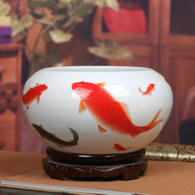 Jingdezhen tanque de água limpa em cerâmica, figura de carpa para decoração de casa, artesanato decorativo moderno, ornamentos por atacado 2024 - compre barato