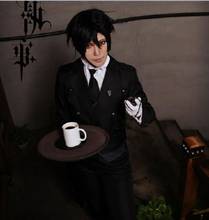 Black Butler 2 Kuroshitsuji Sebastian Michaelis  Anime Cosplay Costume Uniform Set +Track Number 2024 - buy cheap