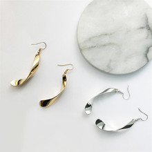 2021 New Fashion Women Metal Earrings High Quality Gold Color Spiral Wave Bending Earrings Charm Long Earrings Wholesale Gift 2024 - buy cheap