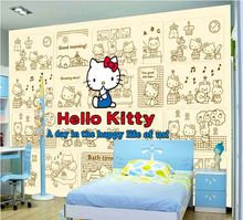 Custom papel DE parede infantil, cartoon cat for children room bedroom wall park natural material papel DE parede 2024 - buy cheap