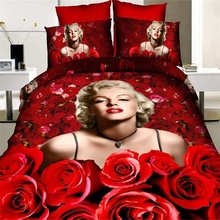 3D Print Red Rose Sexy Marilyn Monroe Home Textile 4pcs Bedding Set,100% Cotton Duvet Cover Set Bed Sheet for Queen Size Beds 2024 - buy cheap