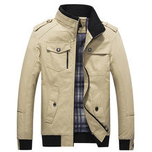 Новинка, деловая повседневная мужская куртка, весна-осень, приталенное пальто с воротником-стойкой, Мужская однотонная верхняя одежда на молнии, верхняя одежда, верхняя одежда, M ~ 5XL 2024 - купить недорого