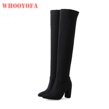 Hot Brand New Winter Flexible Gray Yellow Women Thigh High Riding Boots Lady Shoes WN22 High Heels Plus Big Size 10 32 43 46 2024 - buy cheap