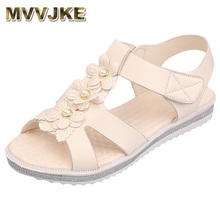 MVVJKE-Sandalias bohemias para mujer, zapatos de plataforma con cuentas de cadena, sandalias florales de playa con gancho y lazo, zapatos informales para mujer 2024 - compra barato