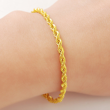 promotion sale pure gold color baby / children chain bracelet,Wholesale Fashion Jewelry,24K yellow 3mm rope chain Bracelet 19cm 2024 - buy cheap