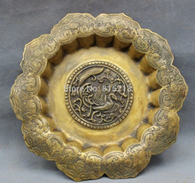 Bi00757-bandeja de bronce chino tallado, placa de la estatua de 12 pulgadas, JiXiang Bird, pavo real, Fénix, flor 2024 - compra barato