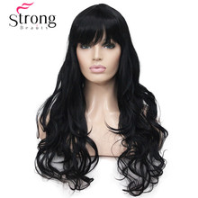 StrongBeauty-Peluca de cabello sintético para mujer, pelo largo y ondulado, color negro 2024 - compra barato