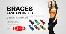 Women Men's Unisex Clip-on Braces Elastic Slim Suspenders 1Inch/2.5cm wide Y-Black Suspenders Wholesale & Retail Multi Color 2024 - buy cheap