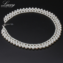 Collar de perlas naturales de agua dulce para mujer, Gargantilla hecha a mano, collar de novia de perlas reales, regalo 2024 - compra barato