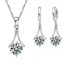 Free Shipping Promotion Women Wedding Jewelry Set 925 Serling Silver White Cubic Zircon Necklace Earrings Wholesale 2024 - buy cheap