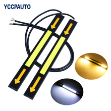 YCCPAUTO-Lámpara de señal de giro y giro para coche, luz LED COB de doble Color de 17CM, resistente al agua, DRL, 12V, blanco y amarillo, 2 uds. 2024 - compra barato